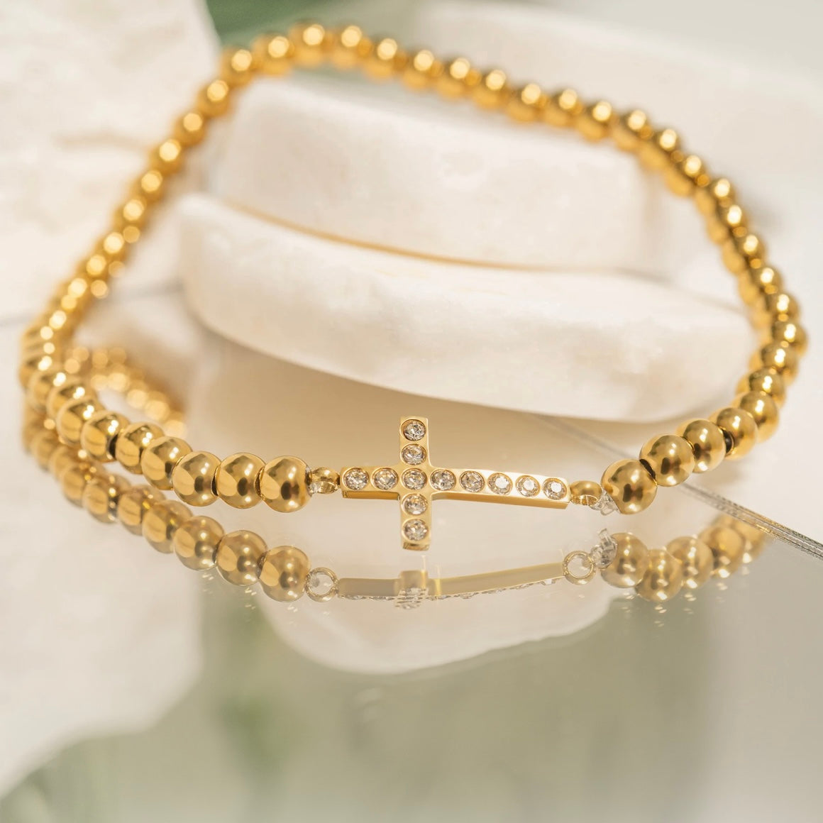 Gili X Adorned Co. Beaded Cross Bracelet