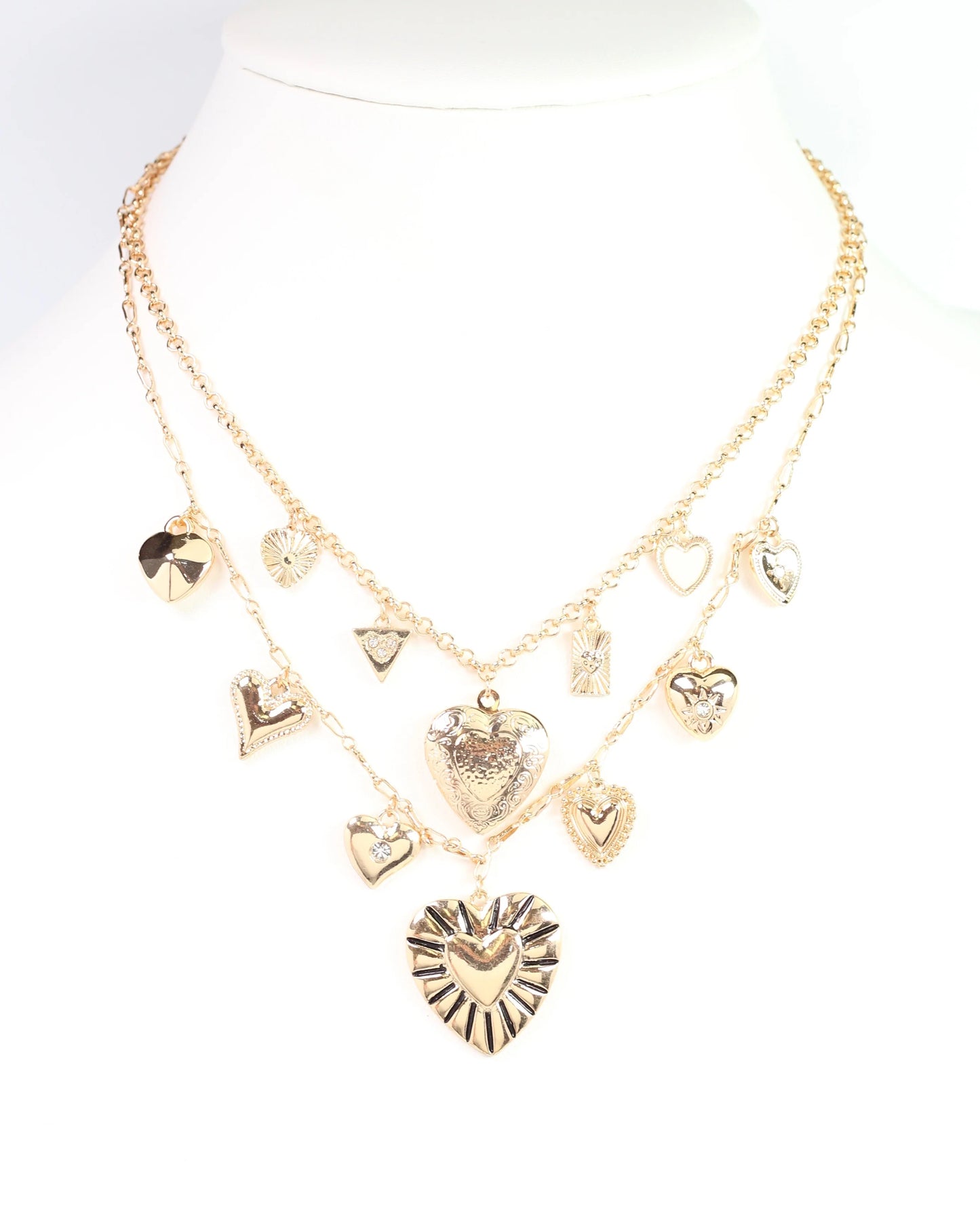 Juniper Layered Heart Charm Necklace