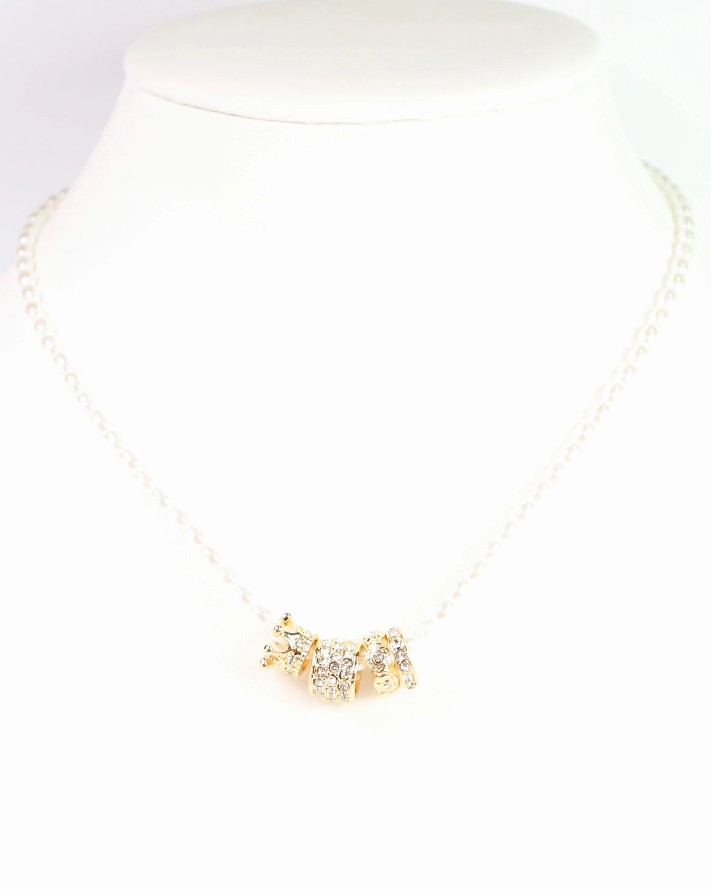 Crowned Pearl Charm Necklace