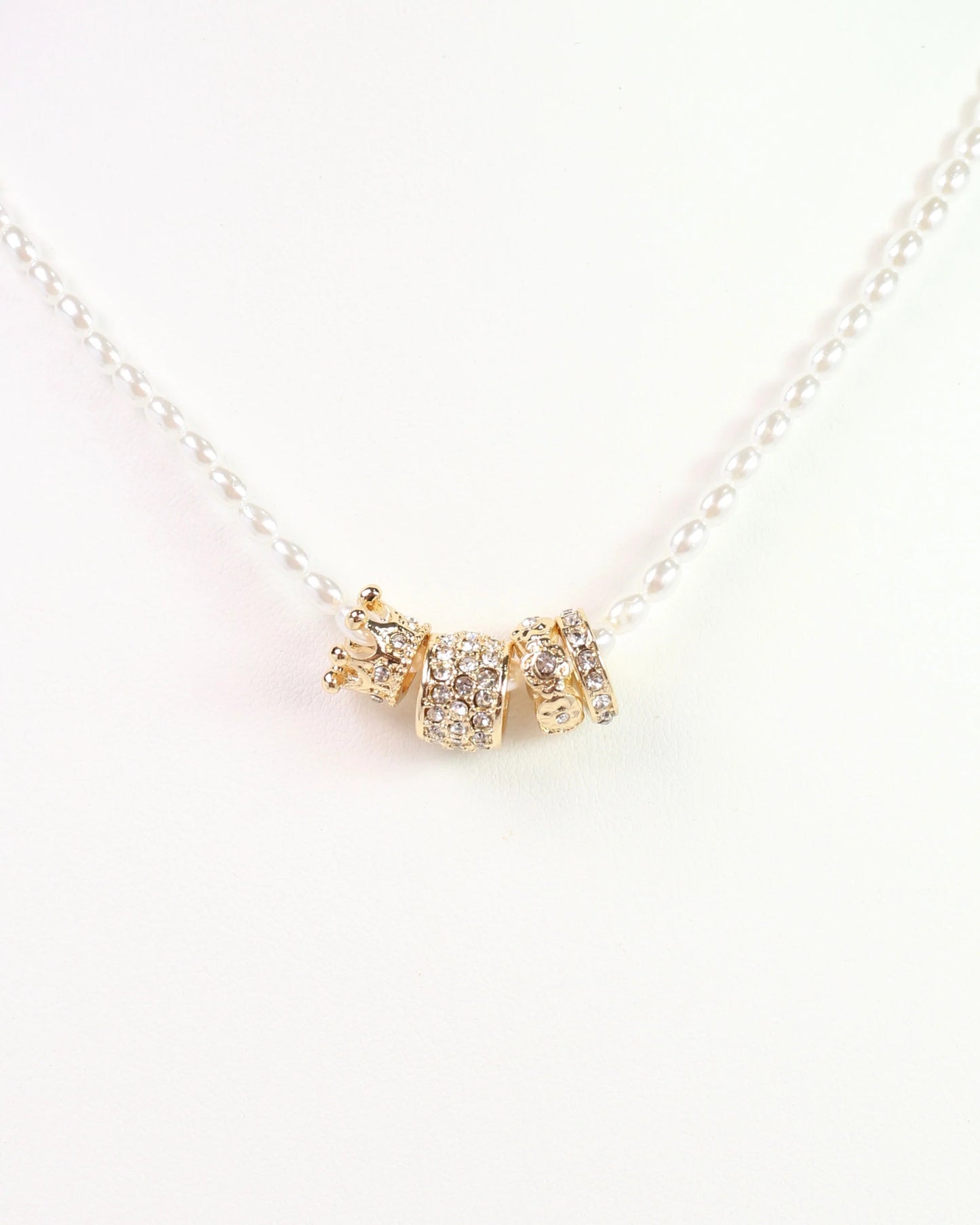 Crowned Pearl Charm Necklace
