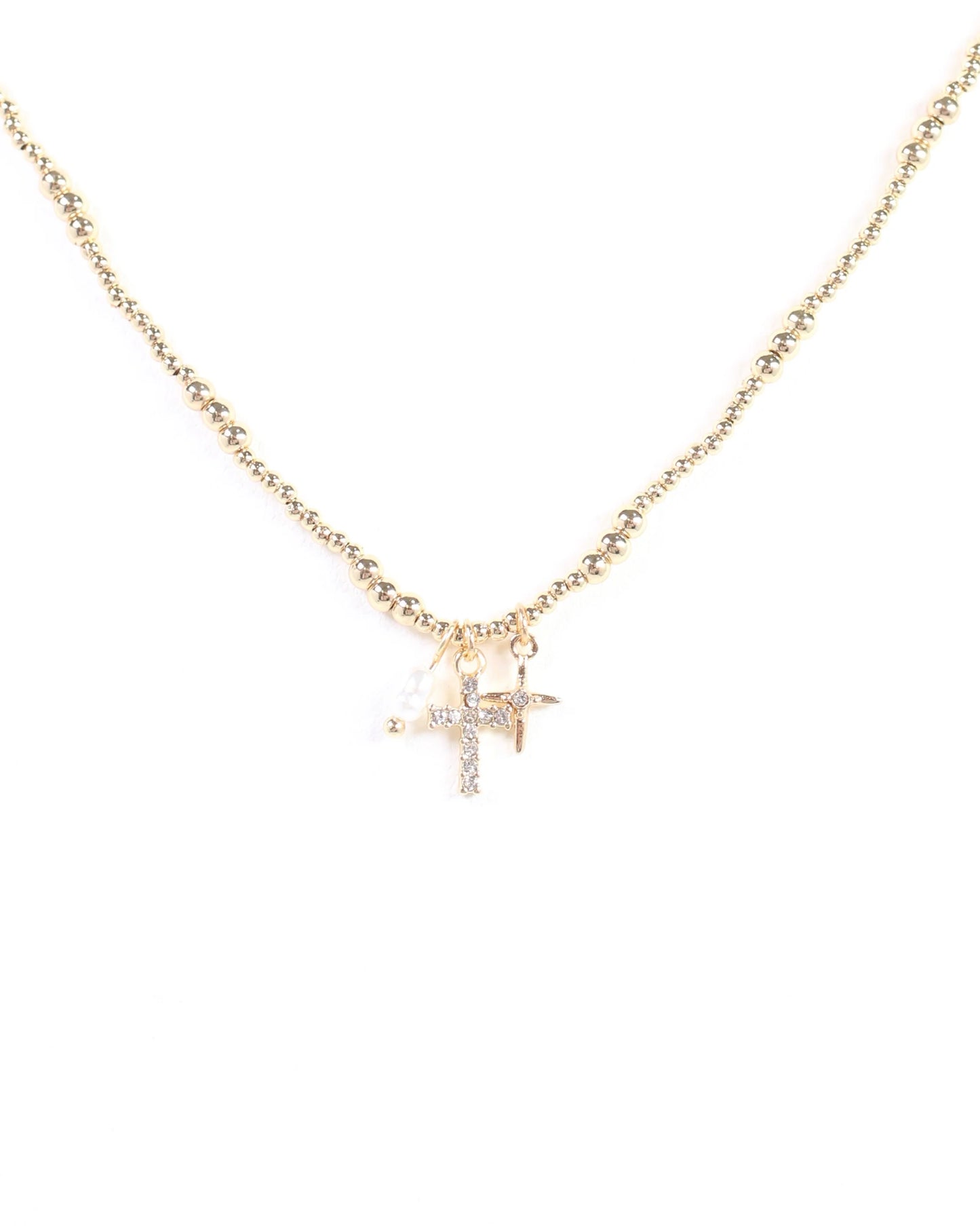 Saylor Cross Charm Beaded Necklace