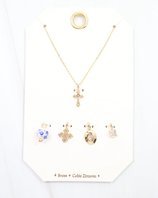 Blue Jordan Charm Necklace Set