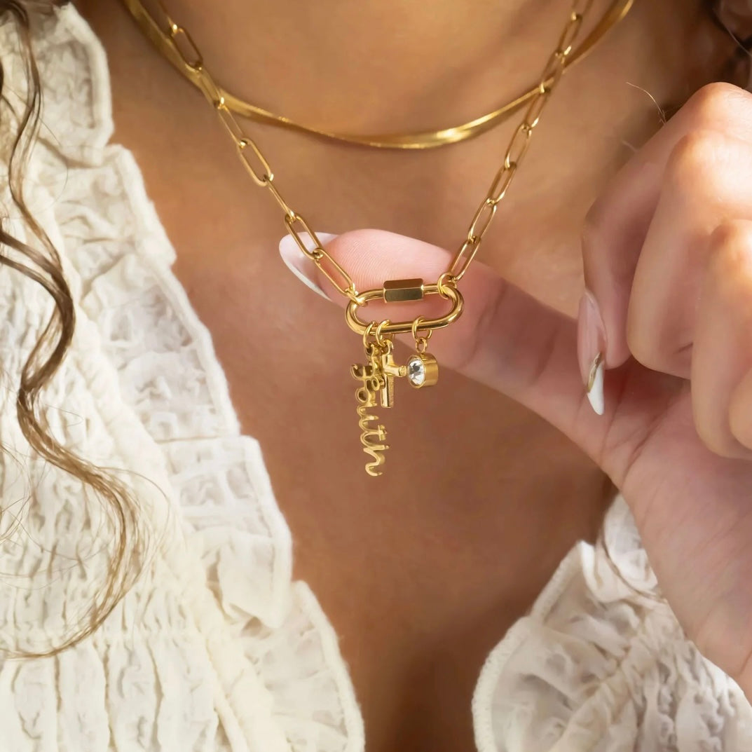 Gili X Adorned Co. Faith Carabiner Charm Necklace