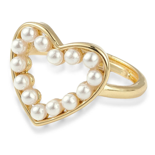 Heart of Pearls Adjustable Ring
