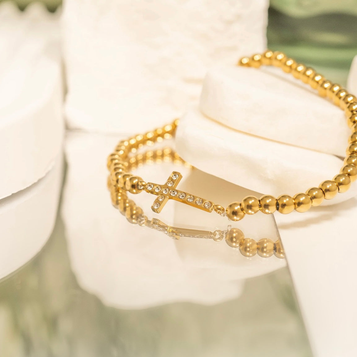 Gili X Adorned Co. Beaded Cross Bracelet