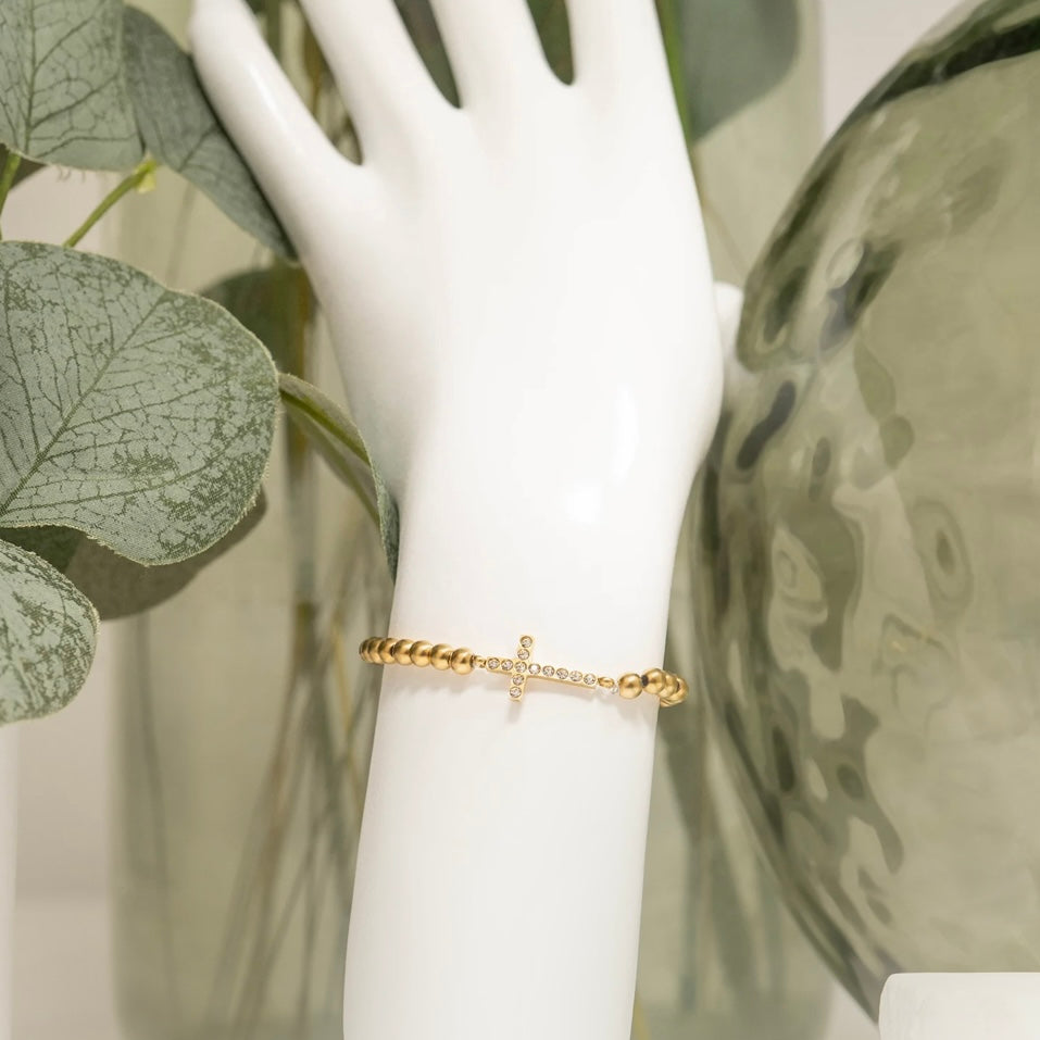 Gili X Adorned Co. Beaded Cross Bracelet