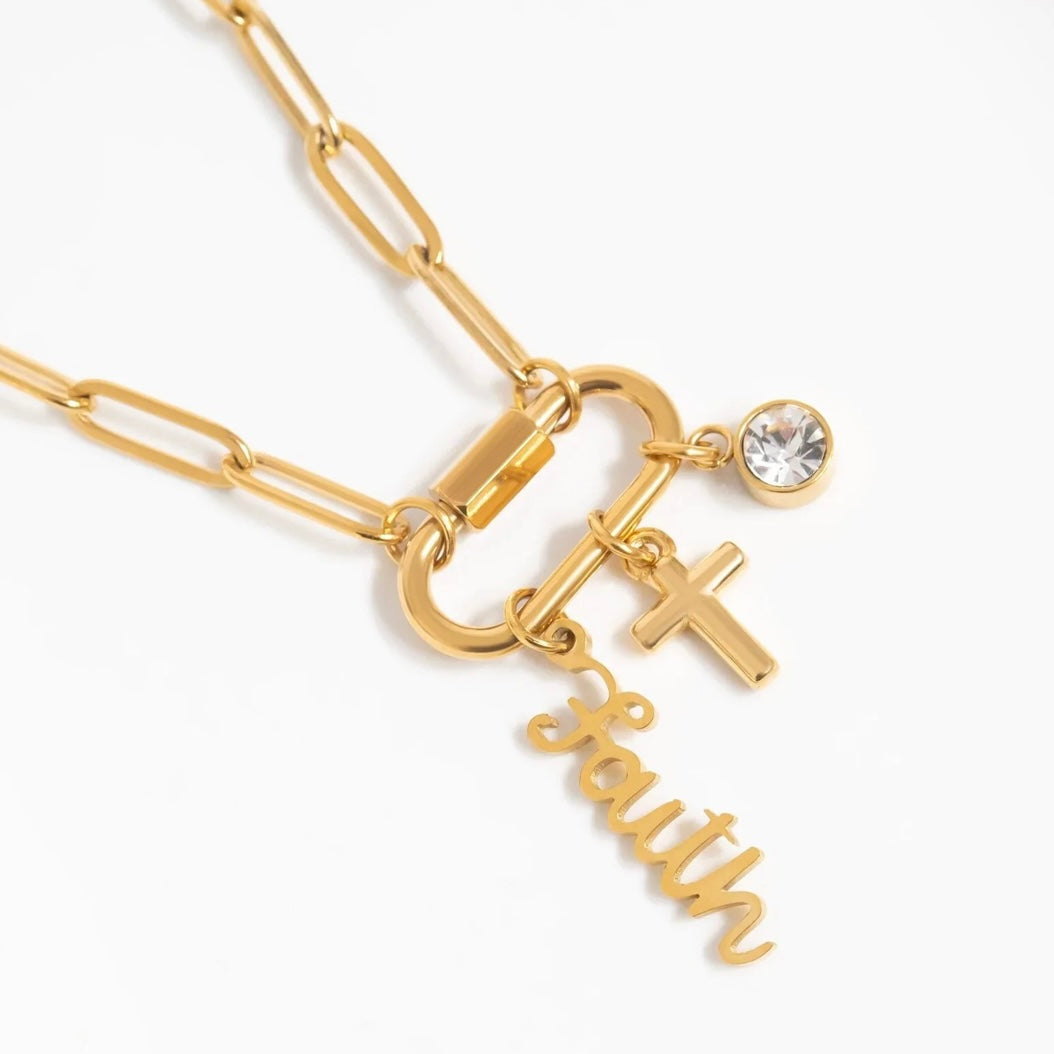 Gili X Adorned Co. Faith Carabiner Charm Necklace