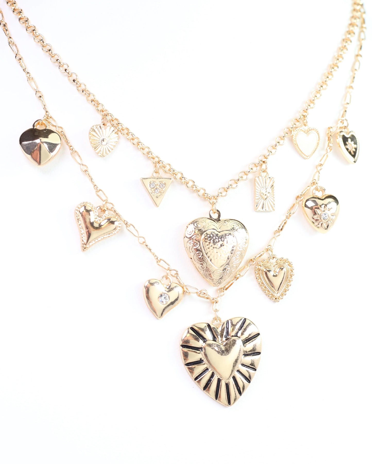 Juniper Layered Heart Charm Necklace