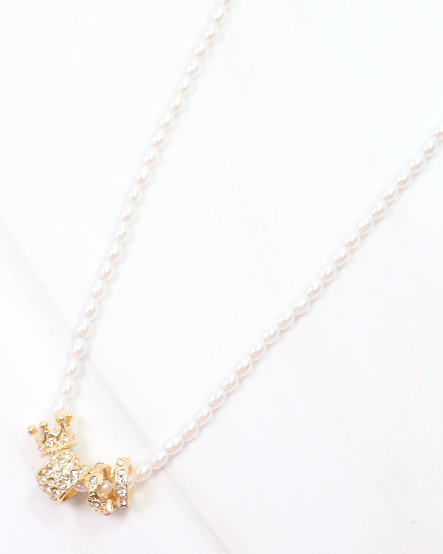 Crowned Pearl Charm Necklace