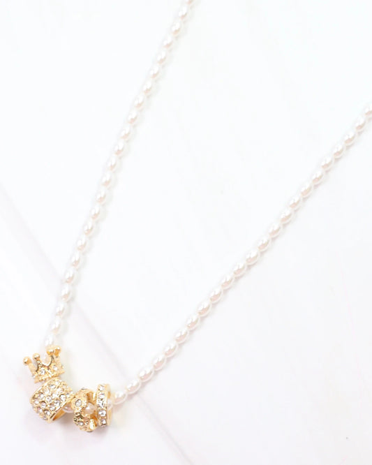 Crowned Pearl Charm Necklace