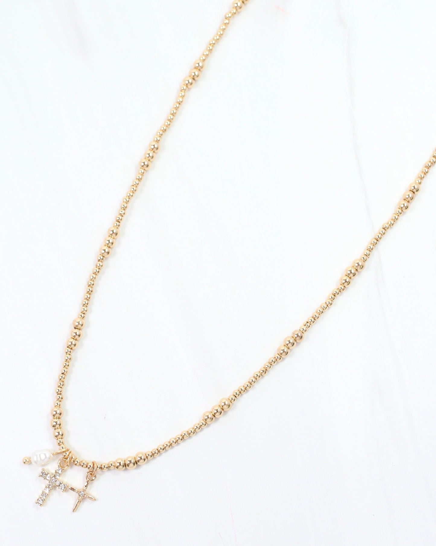 Saylor Cross Charm Beaded Necklace
