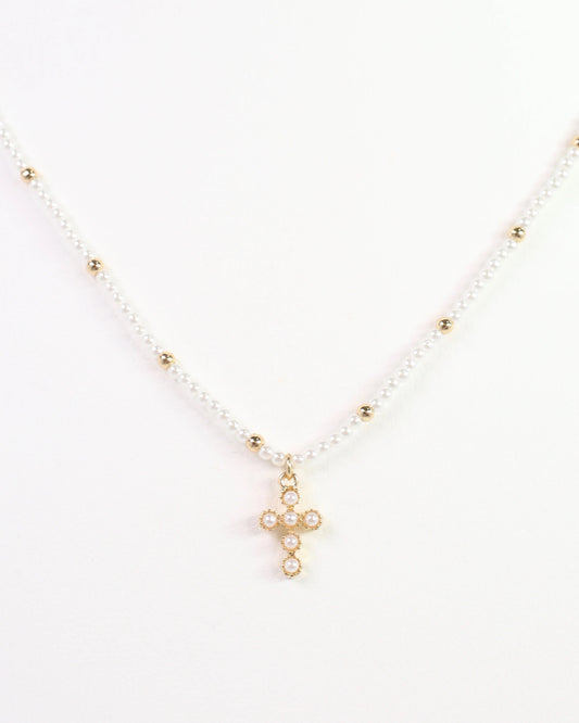 Wonders Pearl and Cross Necklace
