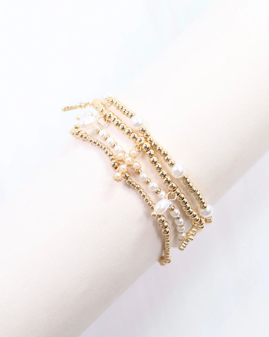 Loving Pearl and Cross Bracelet Set