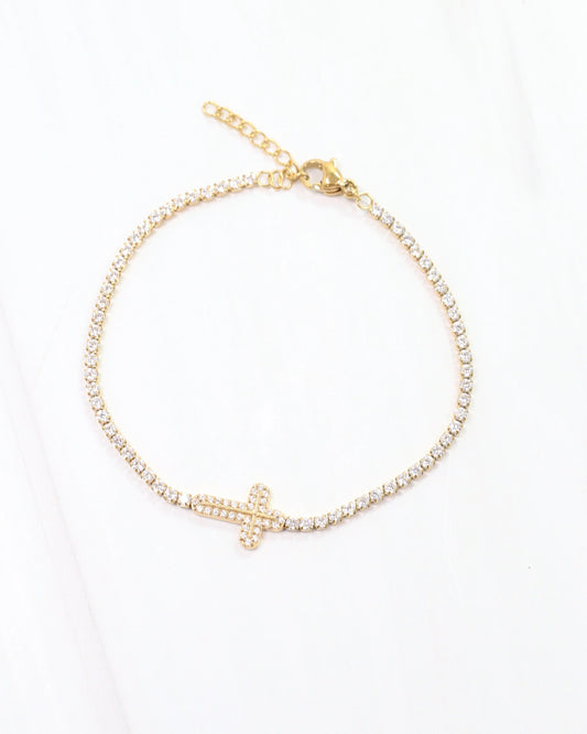 Naomi CZ Cross Bracelet