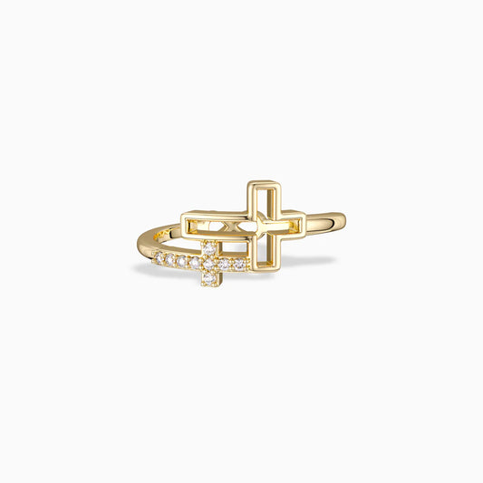 Double Hollow Cross & Infinity Ring