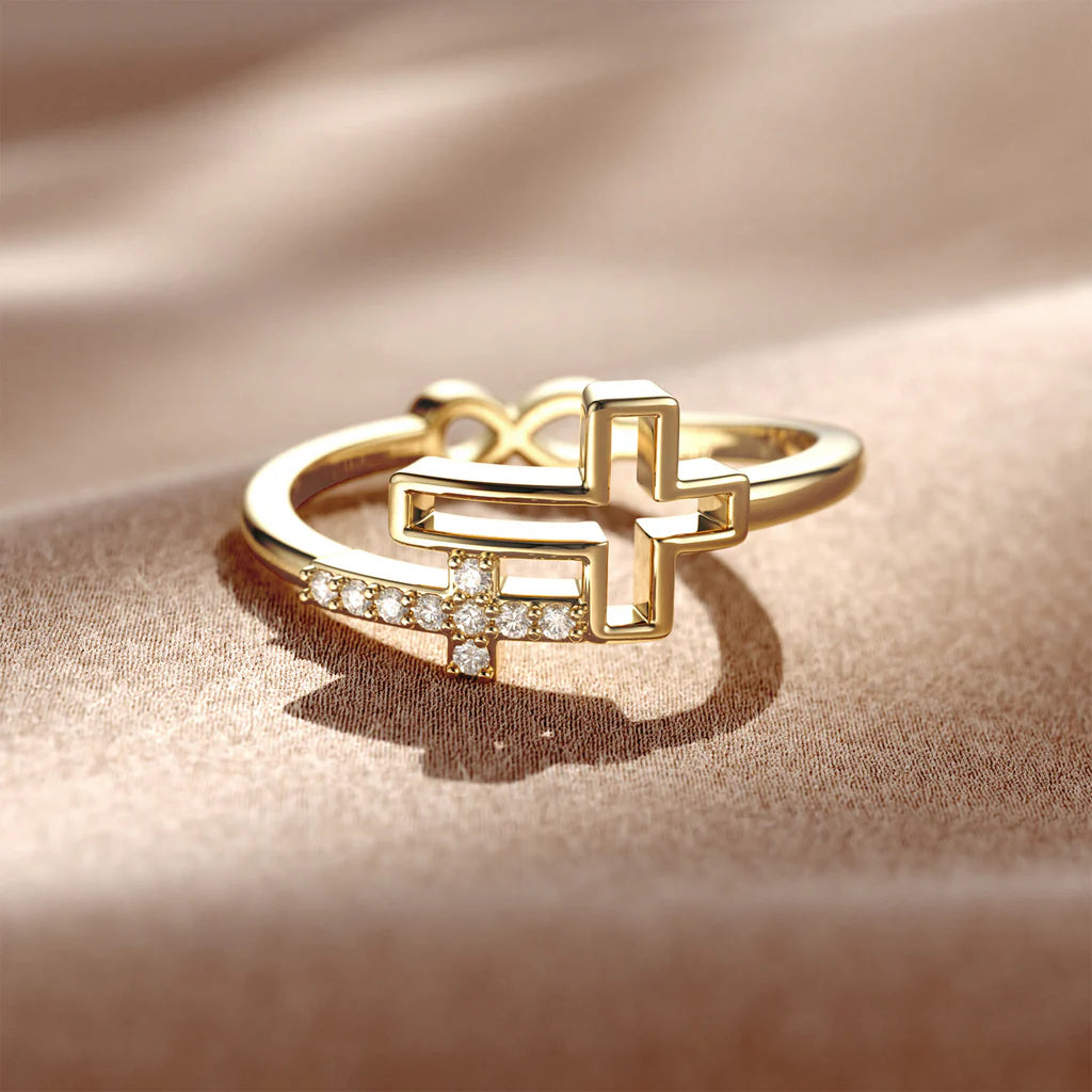 Double Hollow Cross & Infinity Ring