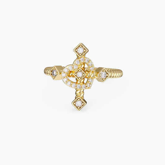 Heart & Cross Cord Ring