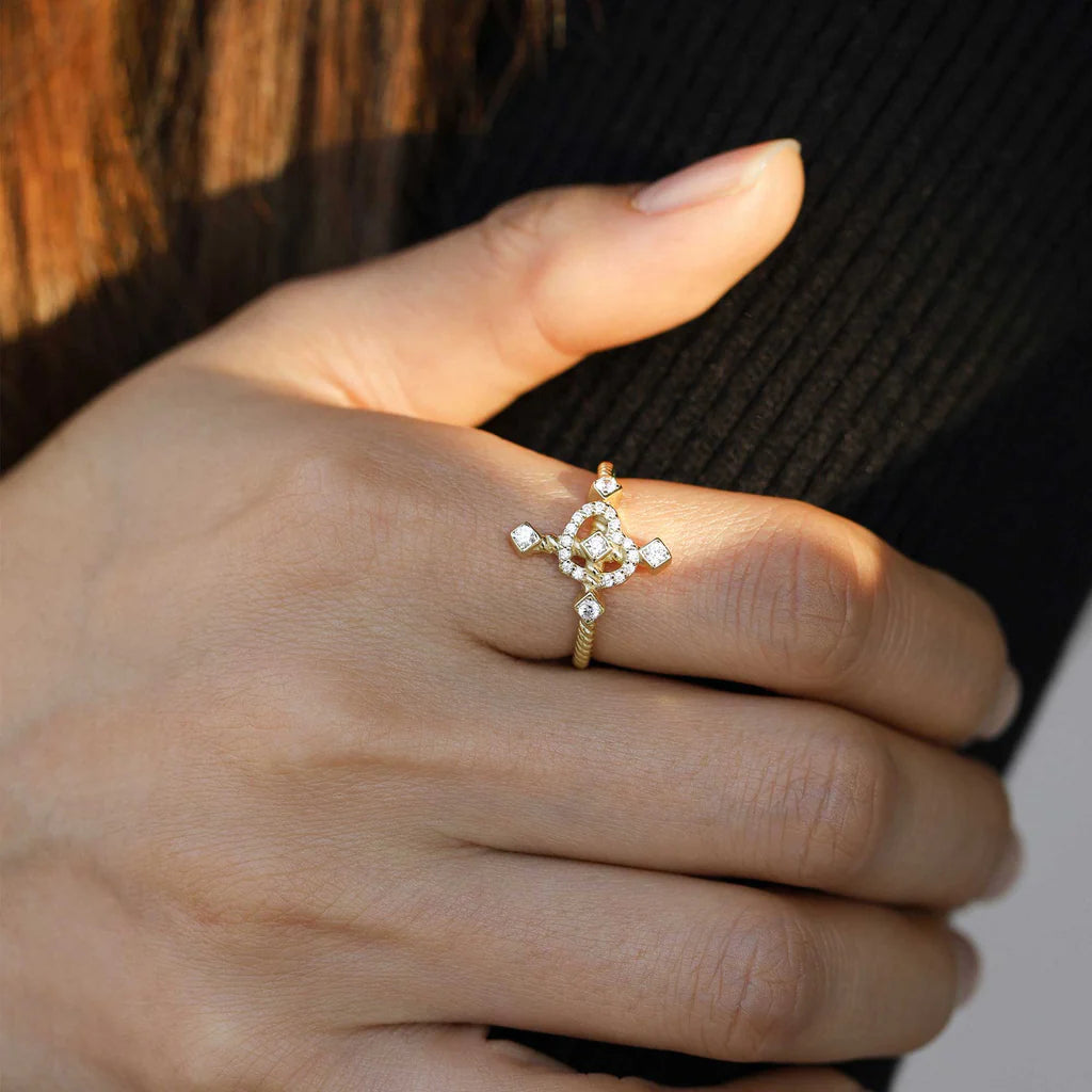 Heart & Cross Cord Ring