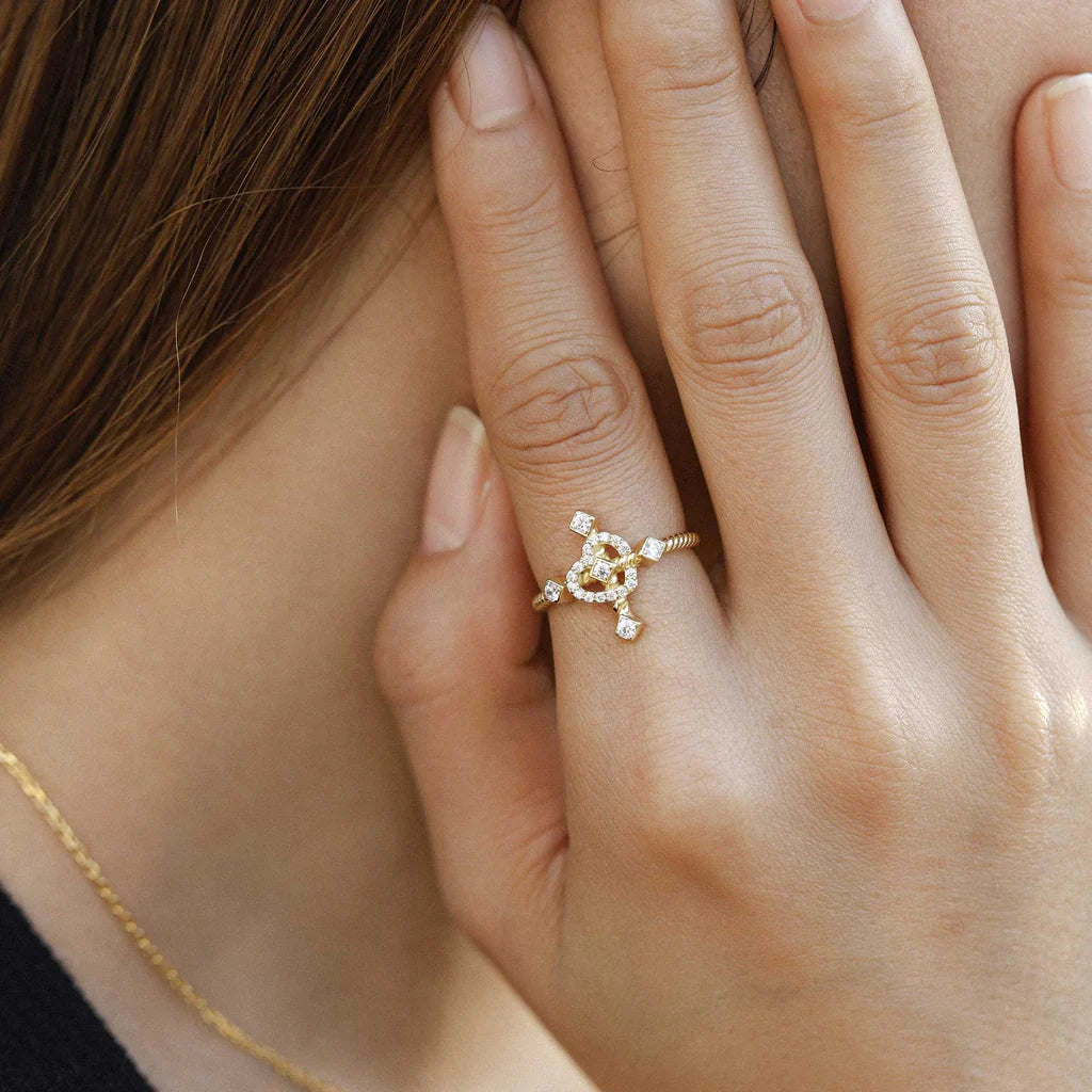 Heart & Cross Cord Ring