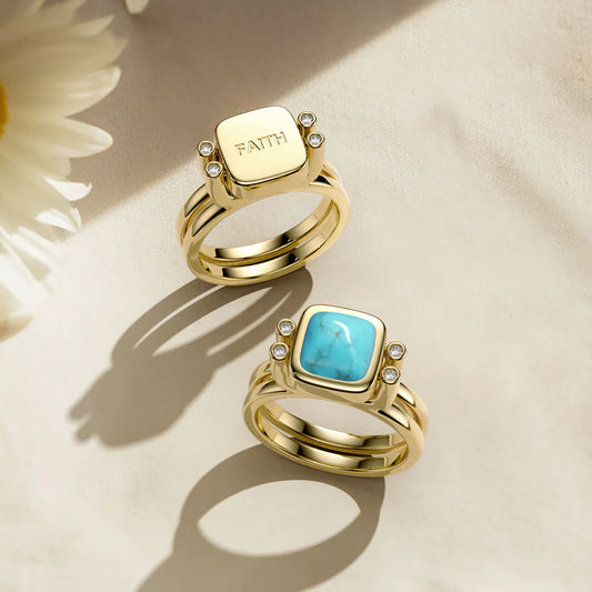 Faith Fidget Ring with Natural Turquoise