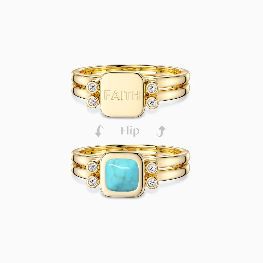 Faith Fidget Ring with Natural Turquoise