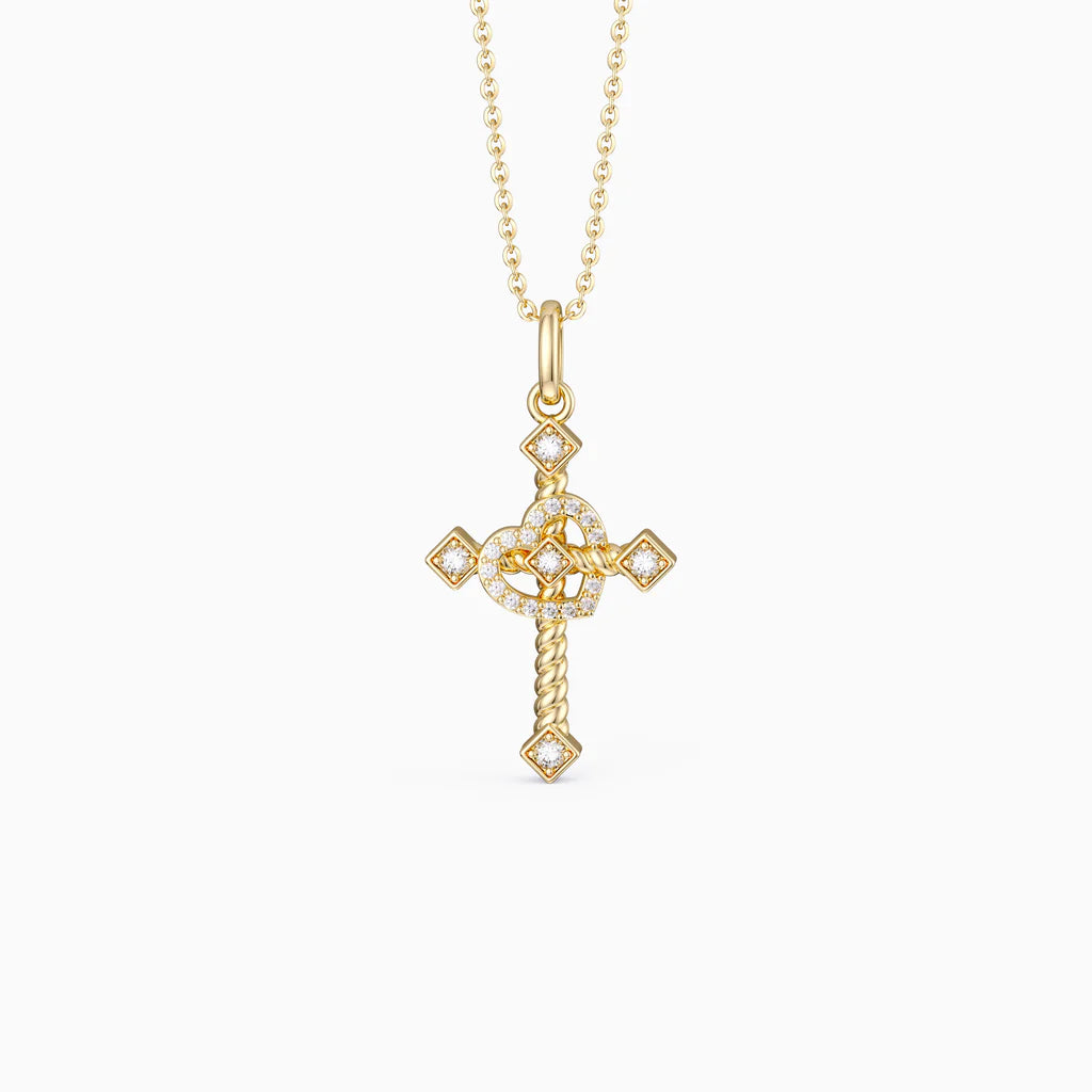 Heart Cross Cord Pendant Necklace