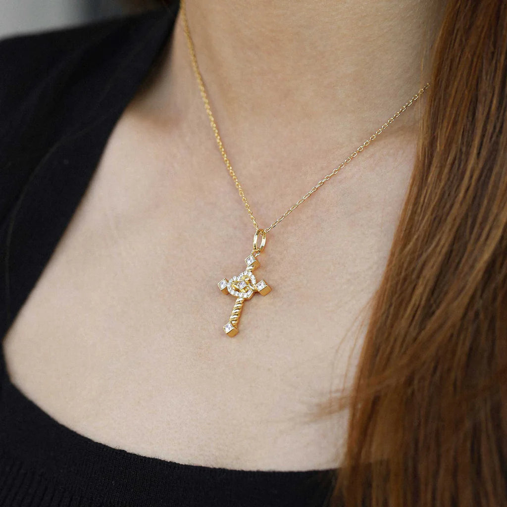Heart Cross Cord Pendant Necklace
