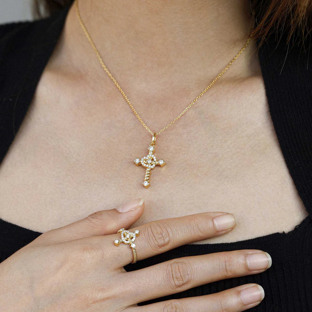 Heart Cross Cord Pendant Necklace