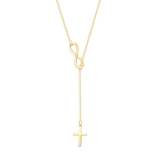 Infinity Cross Lariat Necklace